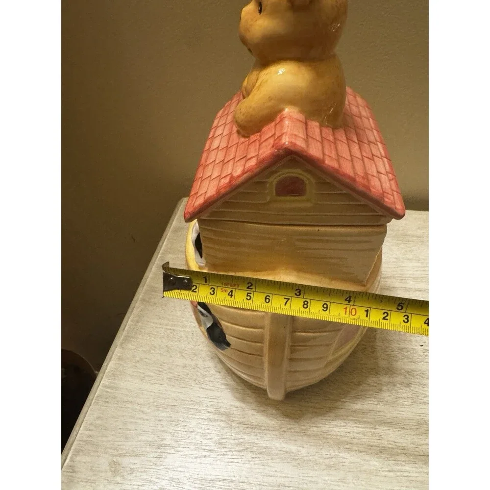 Vintage Jay Import Noahs Ark Ceramic Cookie Jar 3D Animal Collectible 11”
